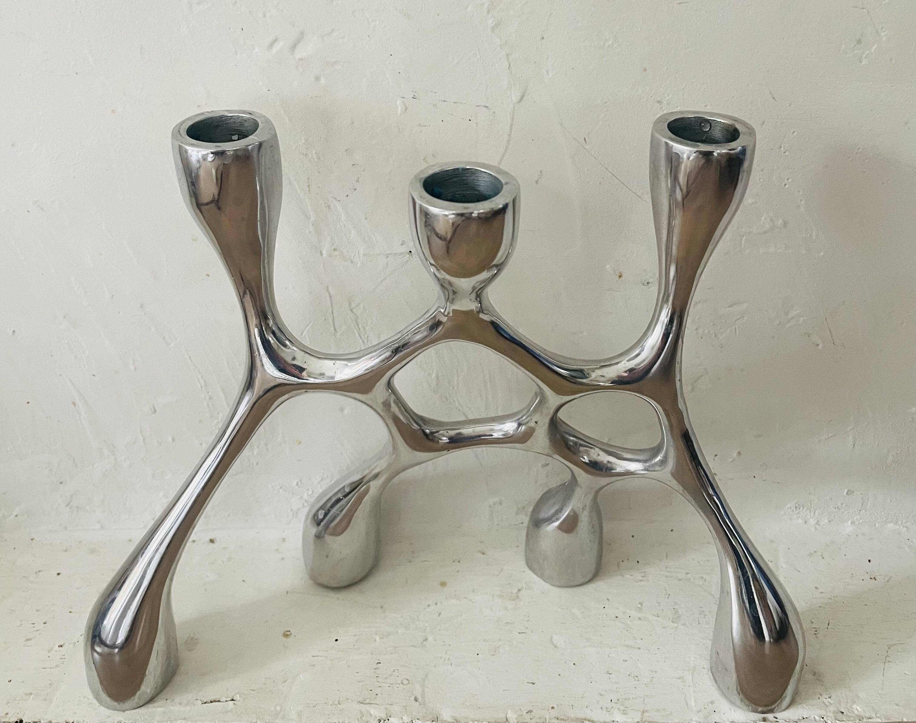 Vintage aluminium cast iron candlestick