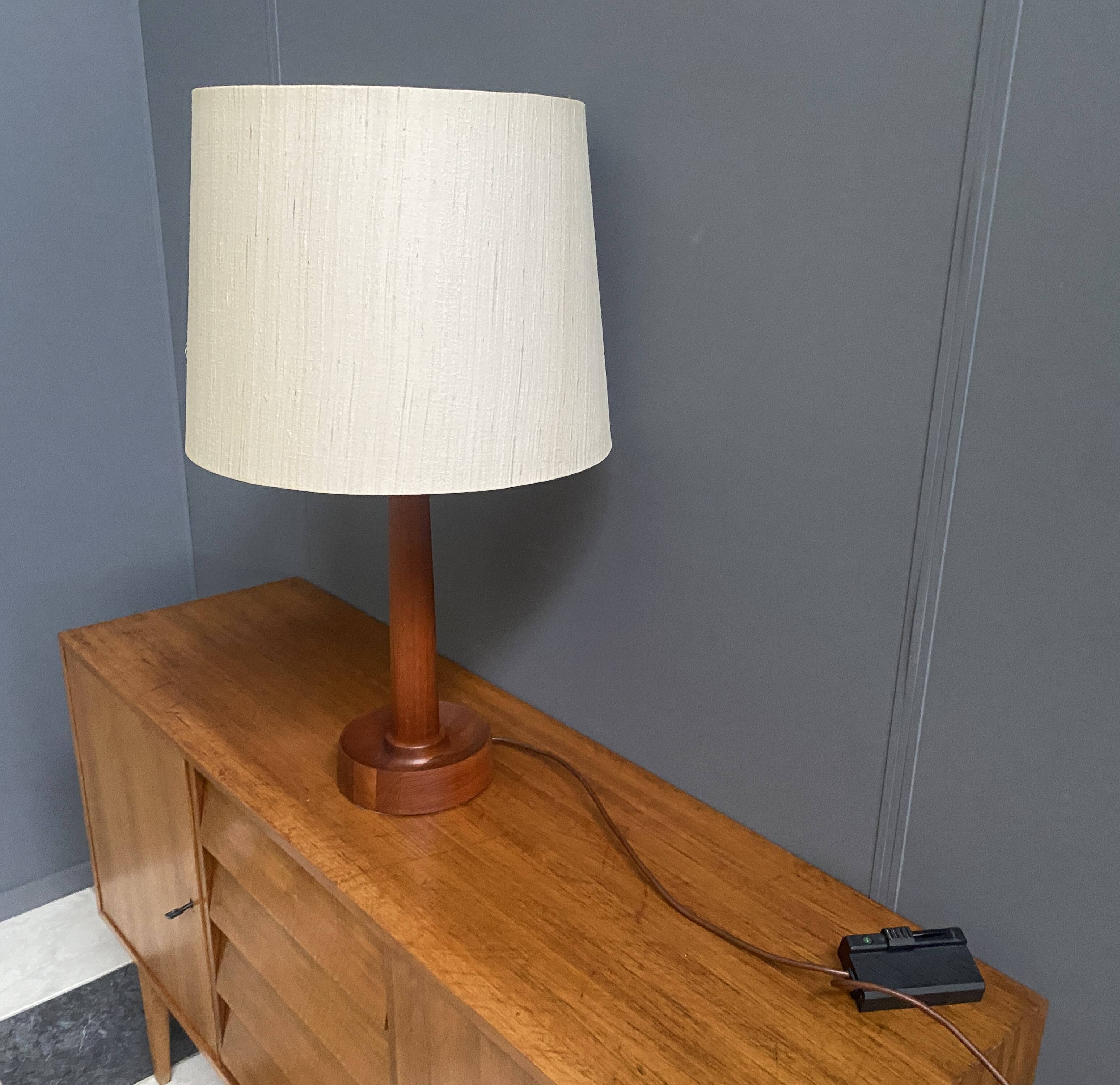 Uno & Östen Kristiansson Teak tablellamp for Luxus Denmark 1970s