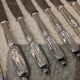 12 silver-plated metal lunch knives, SFAM silversmith, Russian handle, 16.9cm