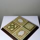 Vintage trivet in glazed ceramic and wood, circa 1960-1970.