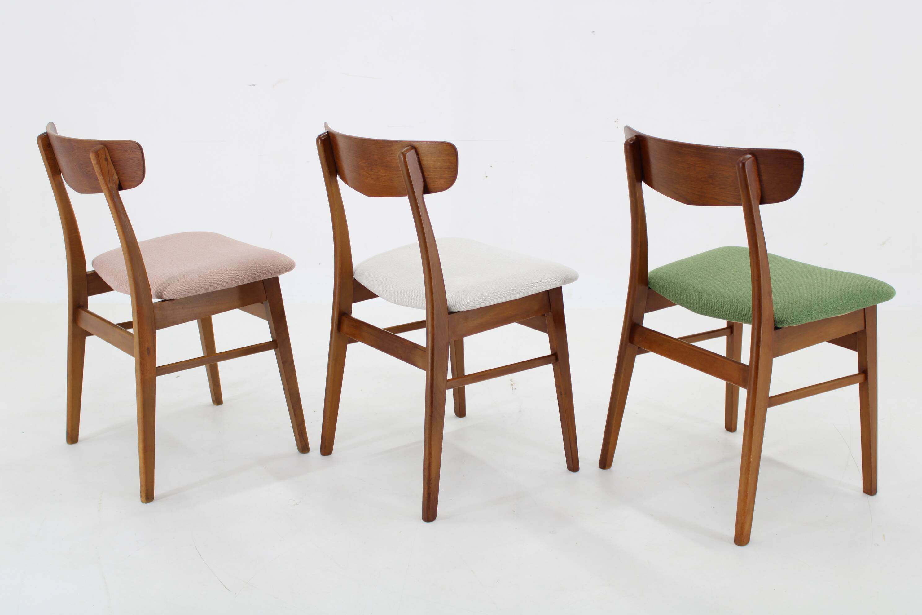 1960s Set of Three Danish Teak Chairs, Restored