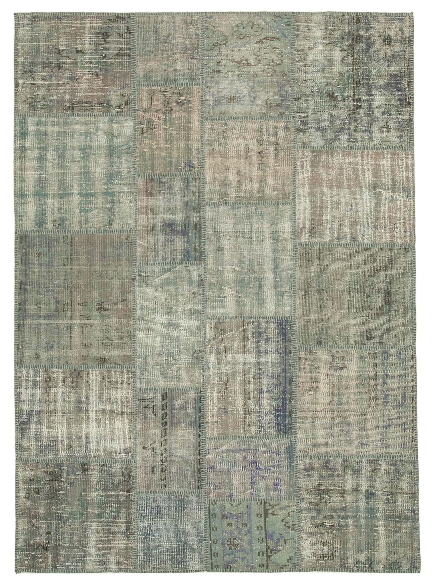 Hand-knotted oriental vintage 175 cm x 245 cm grey patchwork carpet