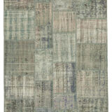 Hand-knotted oriental vintage 175 cm x 245 cm grey patchwork carpet