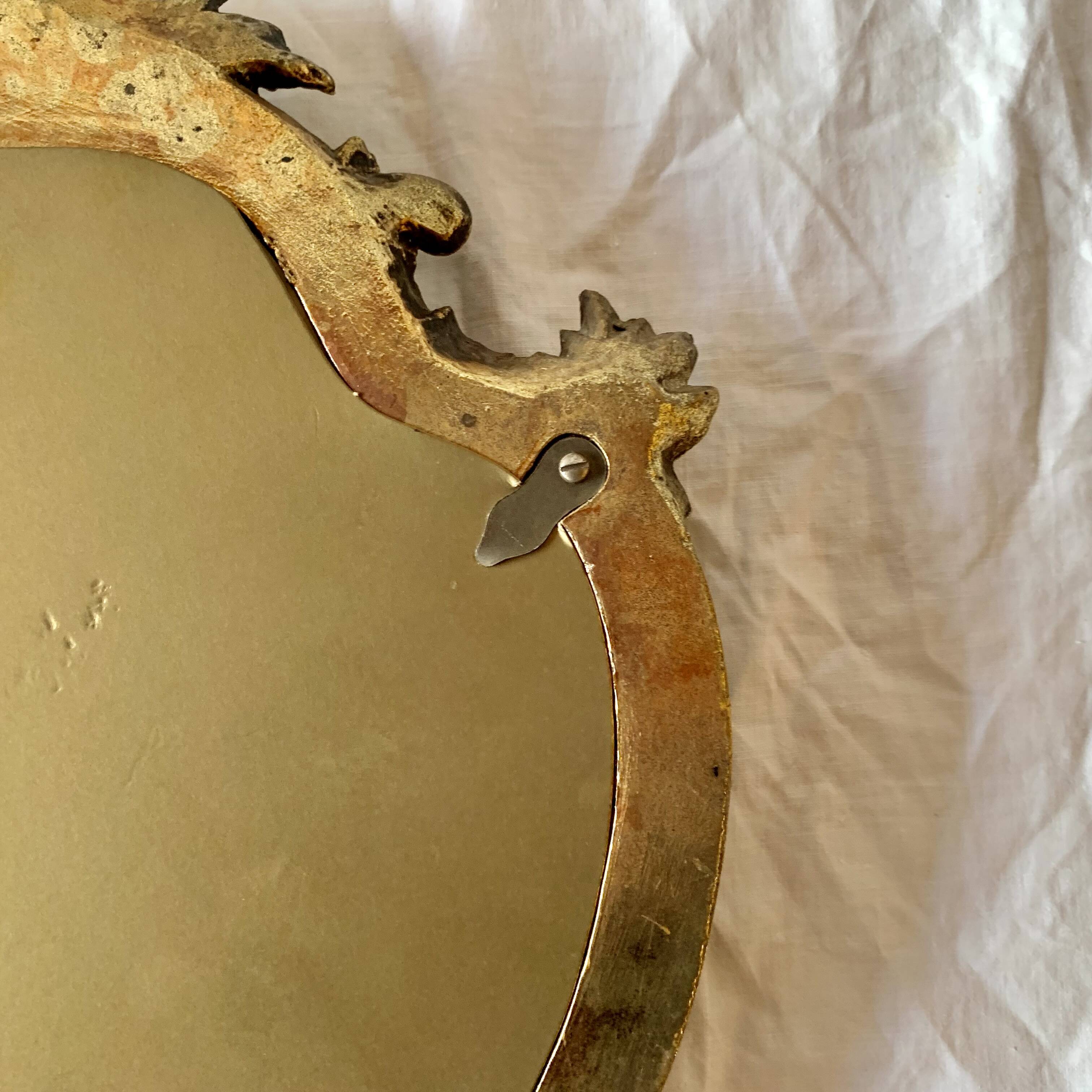 Old wall mirror in golden resin rococo style - made in france