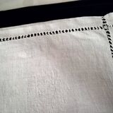 5 Grandes serviettes de table anciennes en lin blanc , jours en bordure 66 x 78 cm