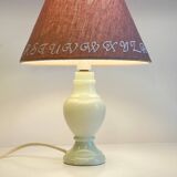 White marble lamp and vintage linen