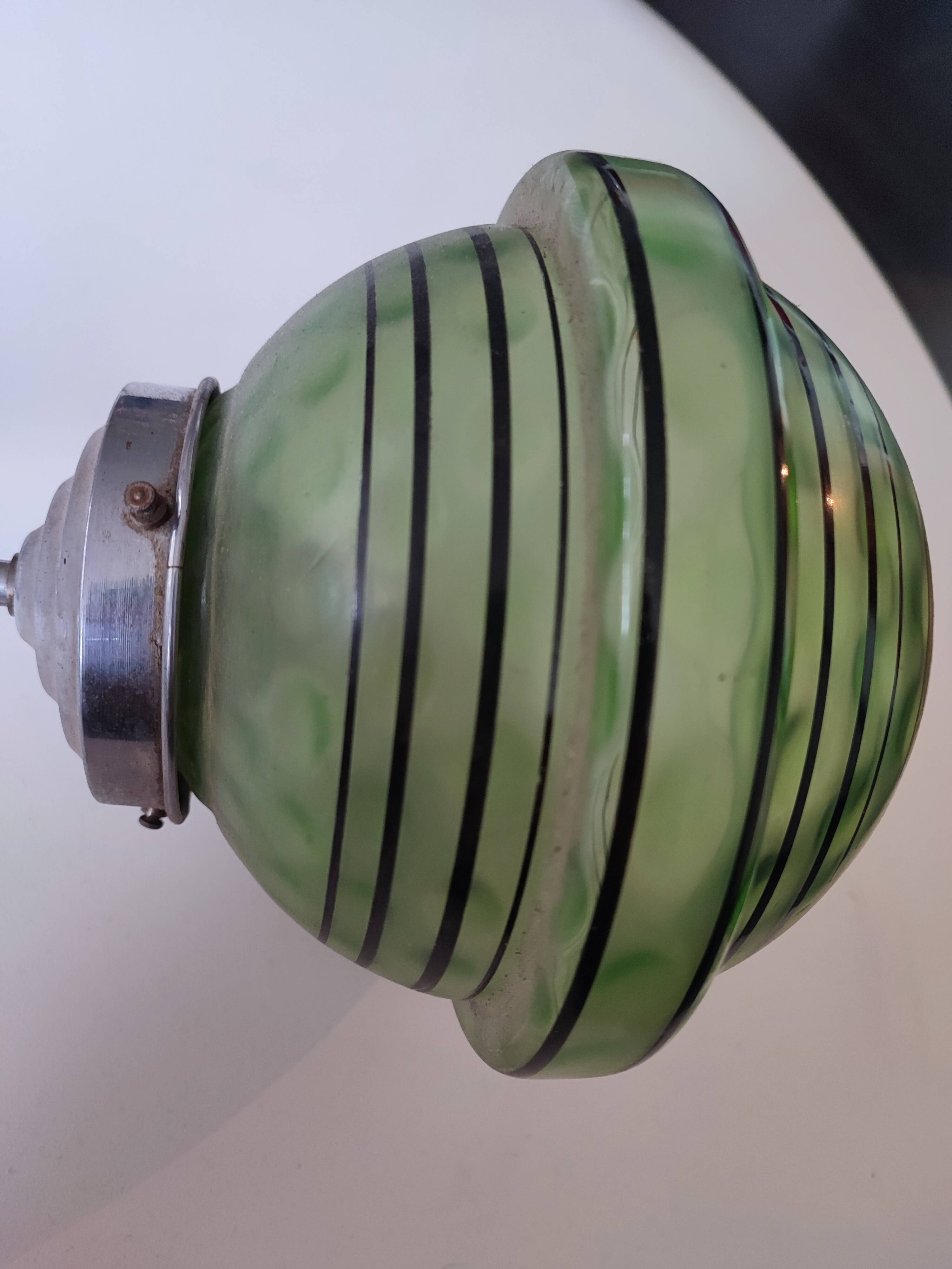 Art Deco pendant light with a blown glass globe, 1930s.