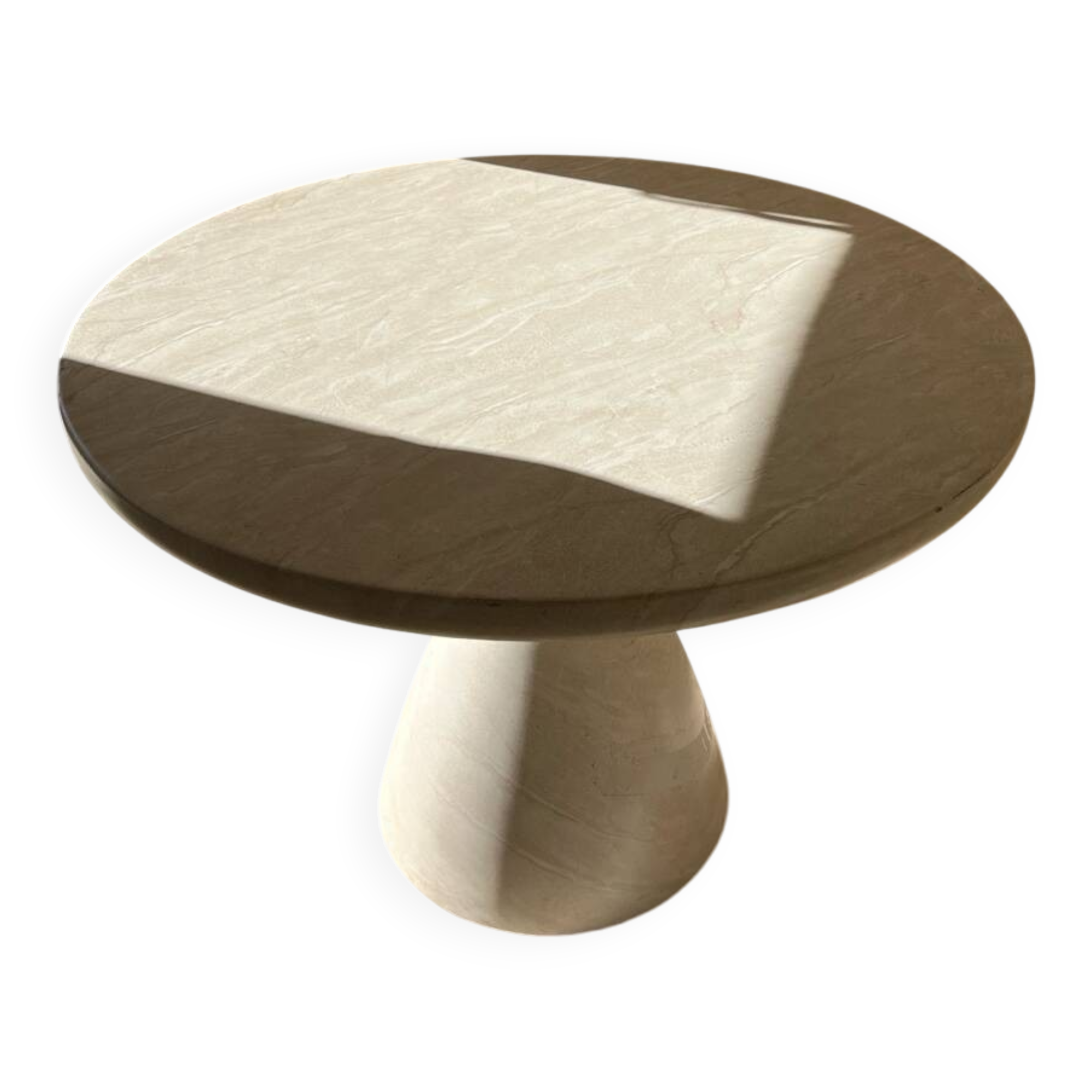 Travertine-effect stone dining table