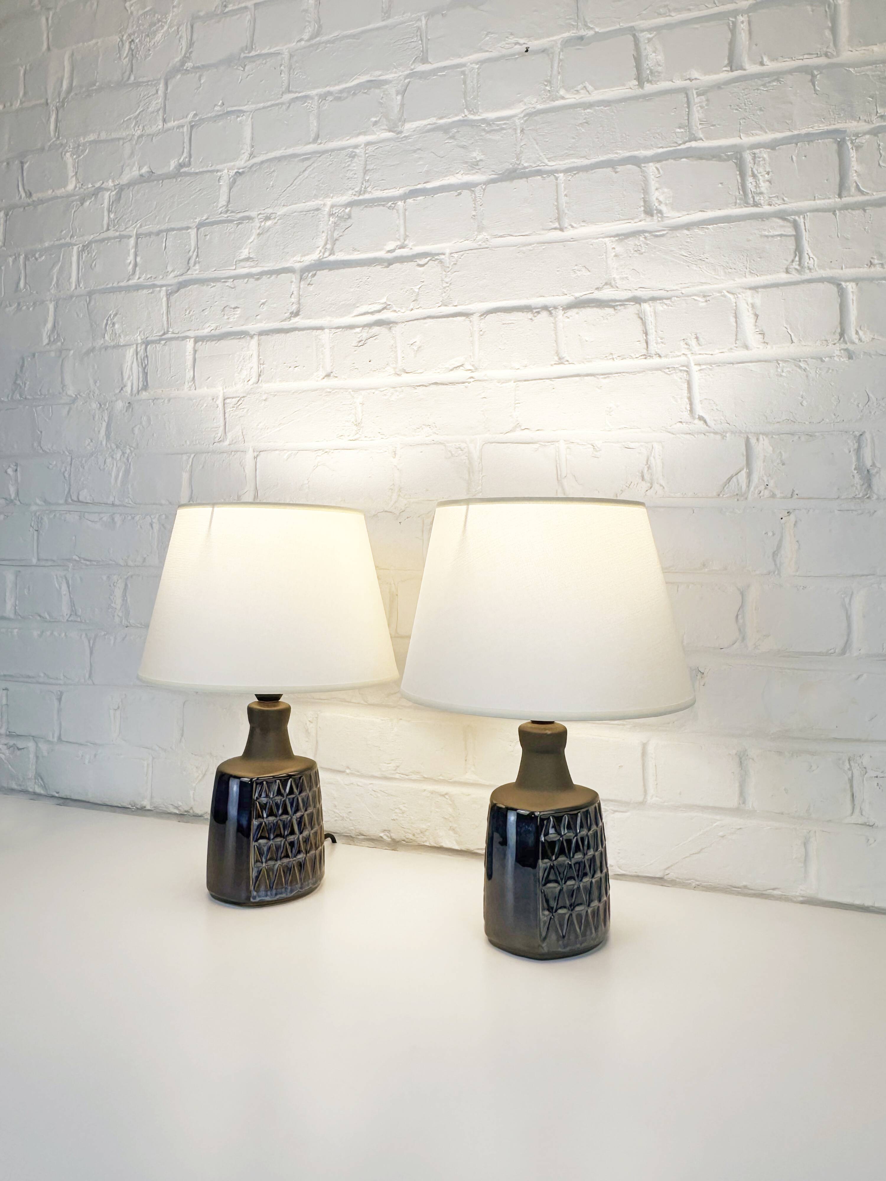 Paire de petites lampes en grès bleu Søholm par Einar Johansen Danemark