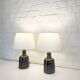 Paire de petites lampes en grès bleu Søholm par Einar Johansen Danemark