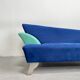 Memphis Style 2-Seat Sofa in Blue Microfibre Fabric, Postmodern 1980s Era