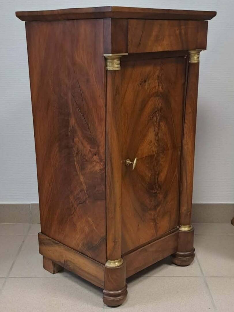 Empire-style bedside table in walnut
