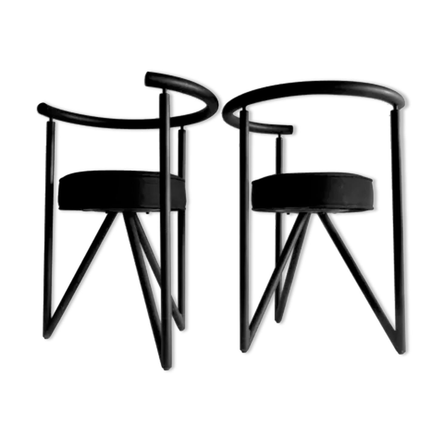 Black metal chairs "Miss Dorn" Philippe Starck , publisher Disform 1981