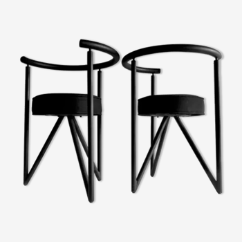 Black metal chairs "Miss Dorn" Philippe Starck , publisher Disform 1981