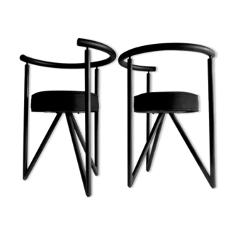 Black metal chairs "Miss Dorn" Philippe Starck , publisher Disform 1981