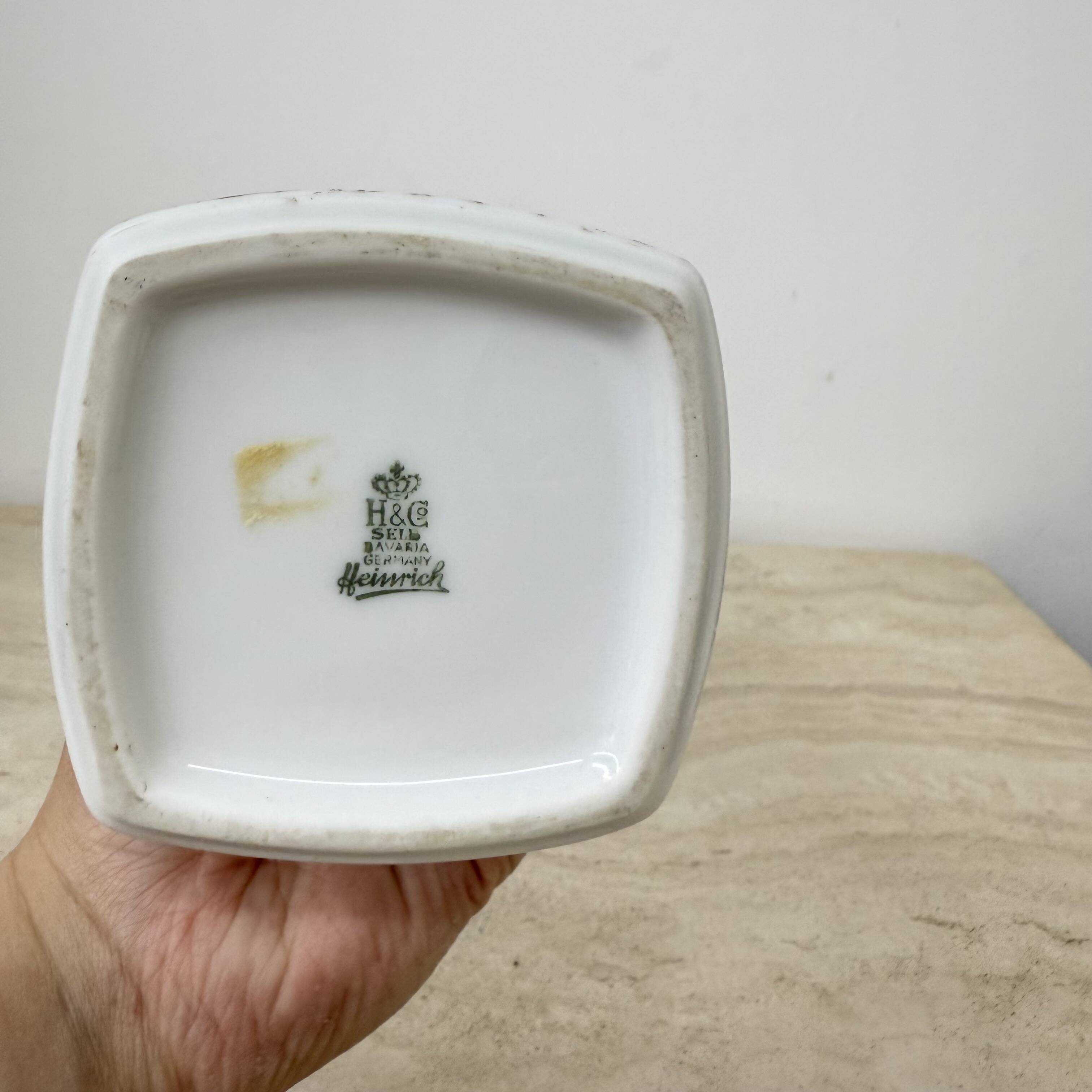 Art Porcelain Abstract Gold Pattern Vase van Heinrich & Co Selb Bavaria, Du