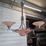 Art Deco chandelier in chromed metal from the 1930s