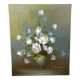Still Life oil on canvas bouquet of white roses