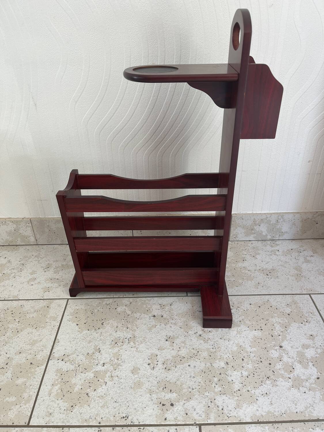 Art Deco magazine rack in mahogany color from the 60s