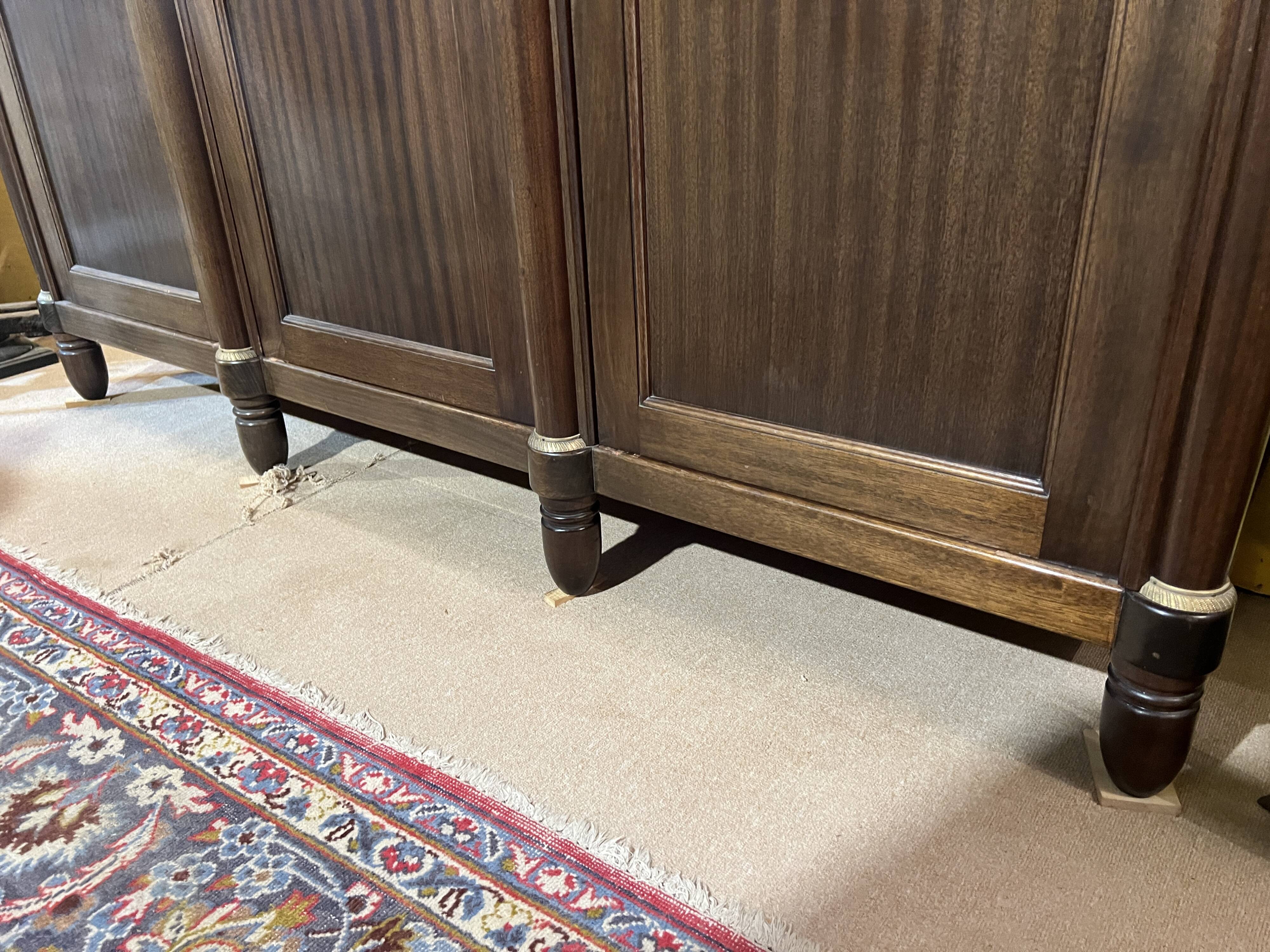 Empire Style Swan Neck Mahogany Bookcase with 4 Doors
