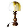 Portuguese wood and slag onyx glass table lamp 1960s