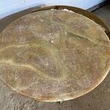 Vintage 1950s round onyx coffee table with brass base