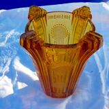 Vase art deco granité dégagé a l'acide & émaillé