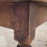 Oval Burgundy Farm Table in solid oak 19th