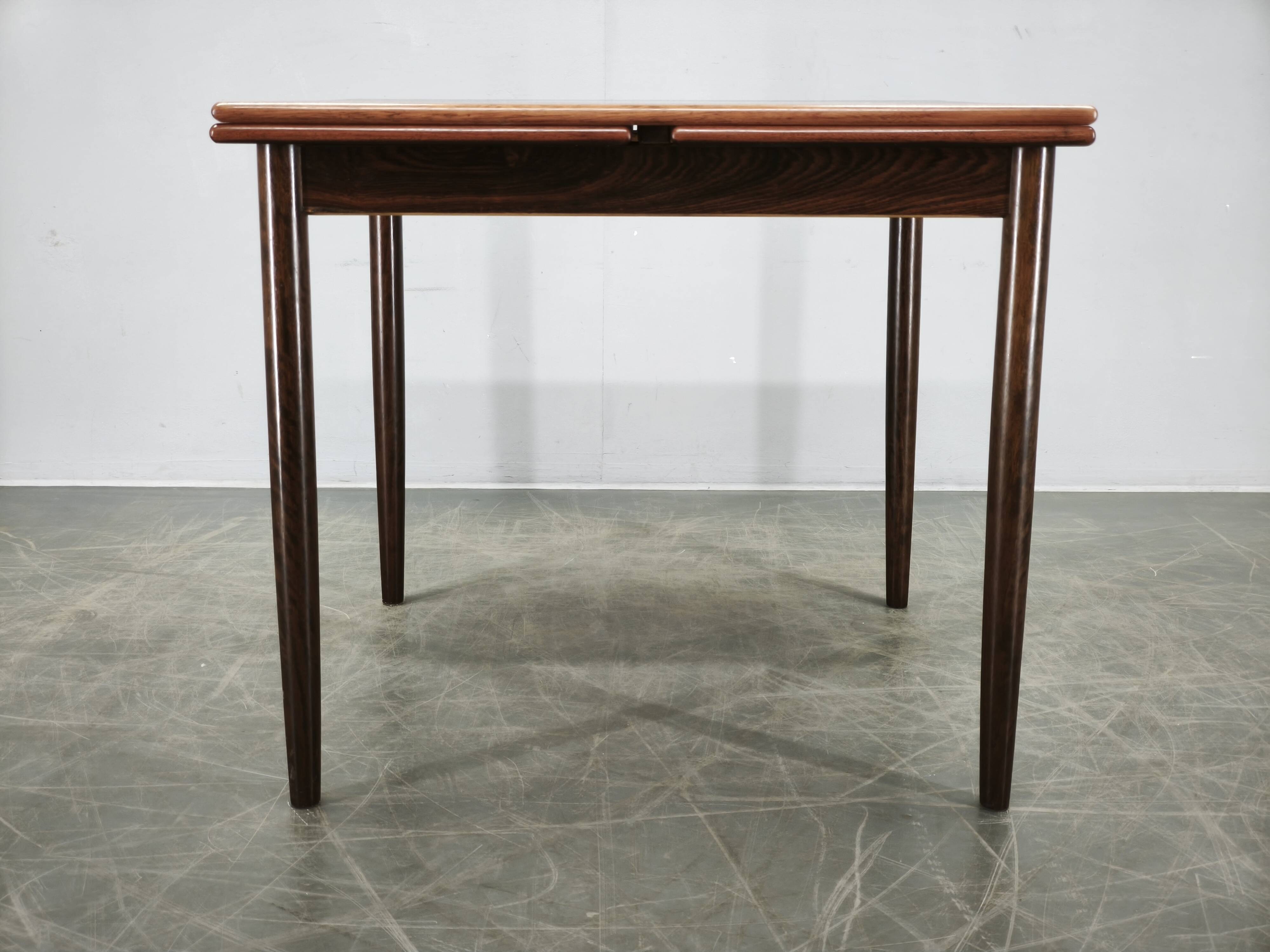 Danish Rosewood Extendable Dining Table, Mid-Century Modern, 1960s