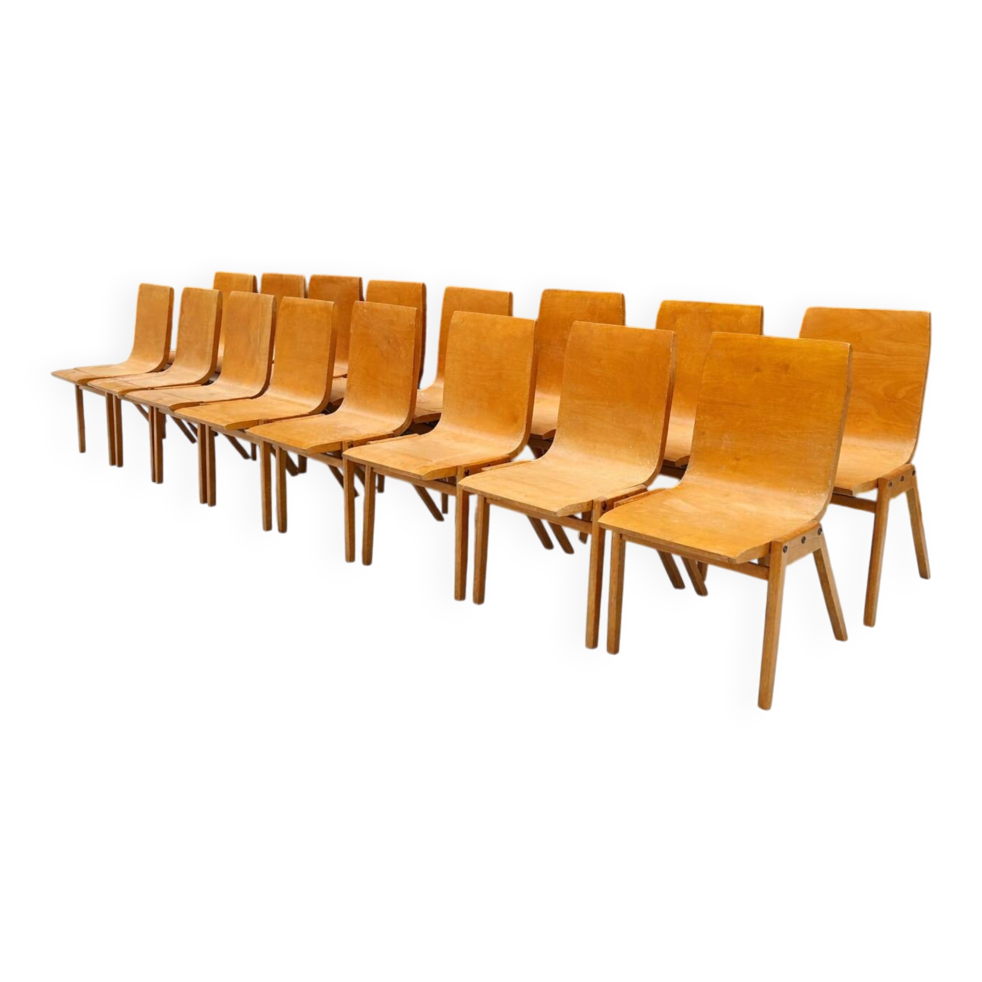 Set of 16 stackable designer chairs – Roland Rainer
