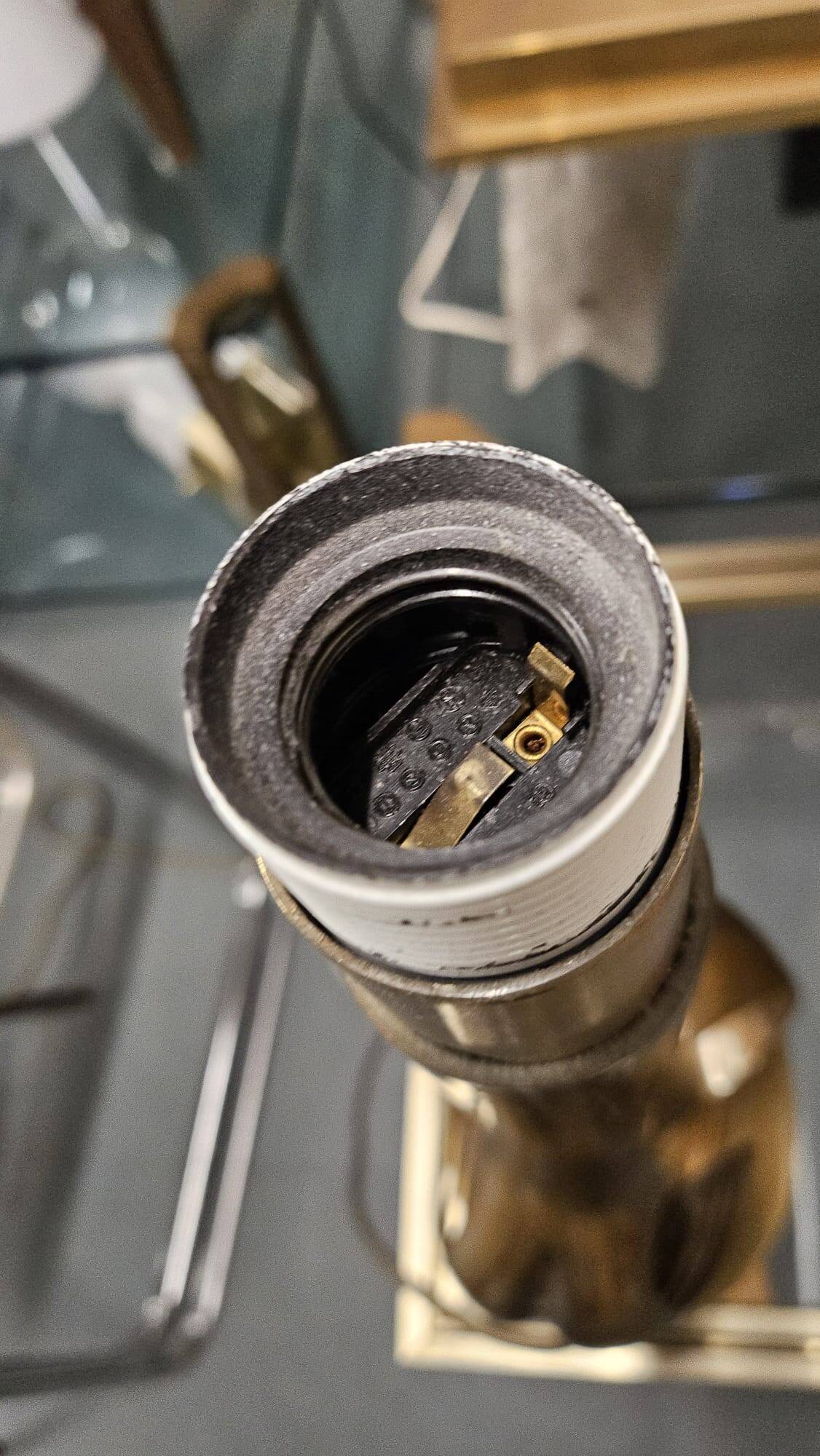 1970s pair of brass table lamps from France