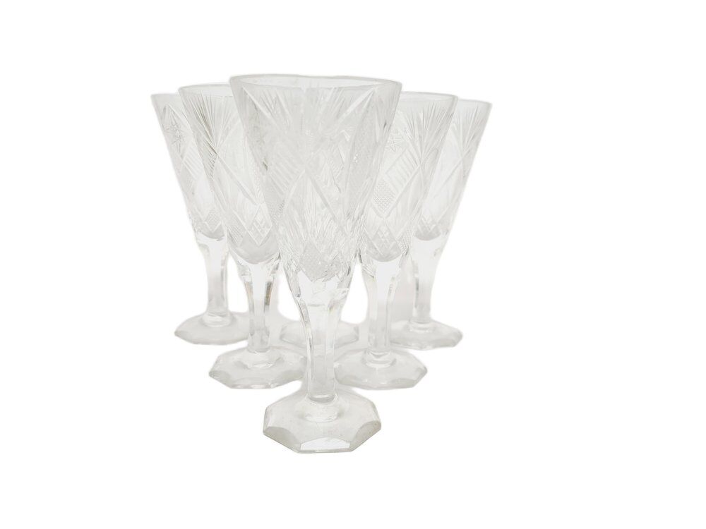 Art Deco Polish champagne glasses, 1900s, set of 6