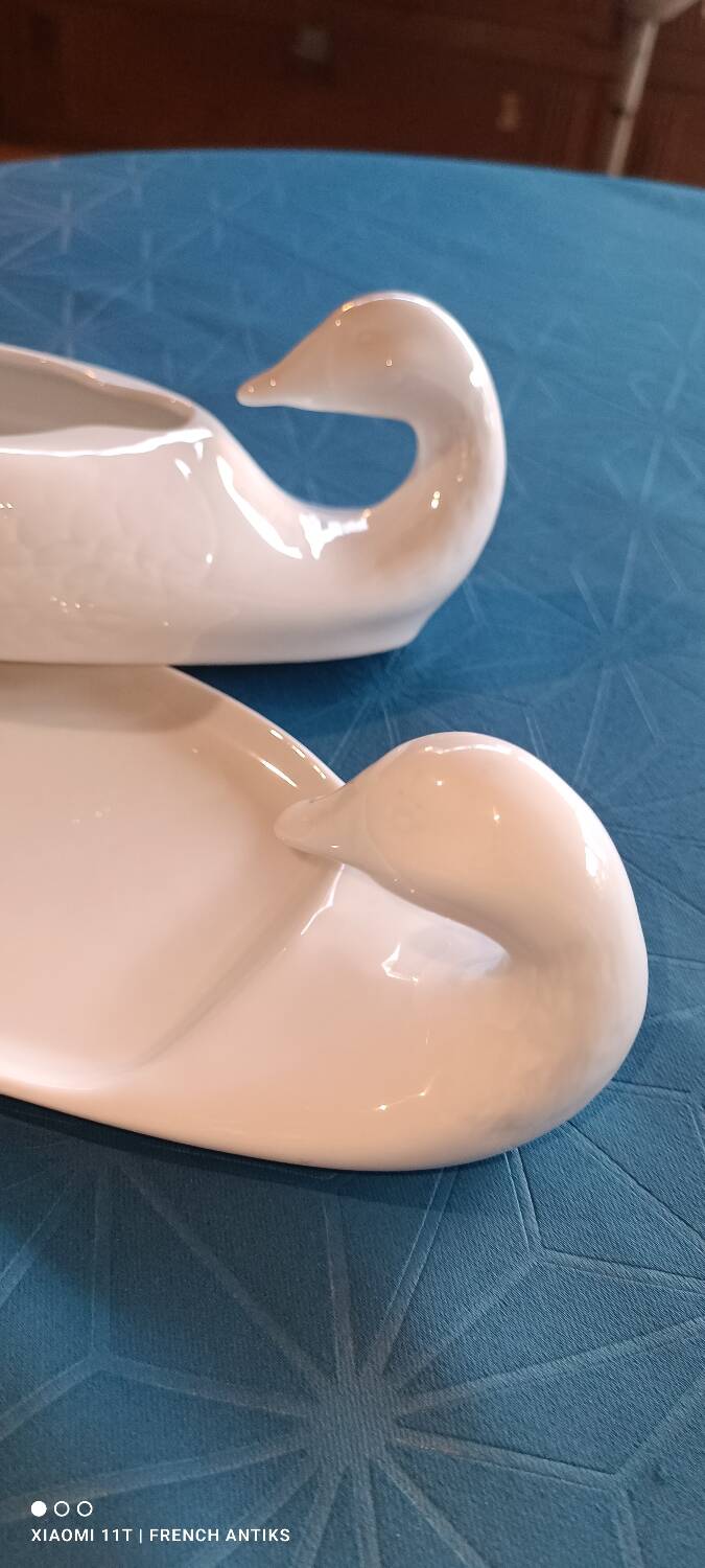 2 Apilco white porcelain foie gras serving dishes