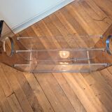 Michel Dumas 70's smoked plexi magazine rack