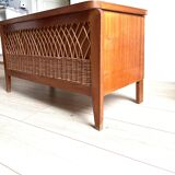 Coffre à jouet en bois et rotin