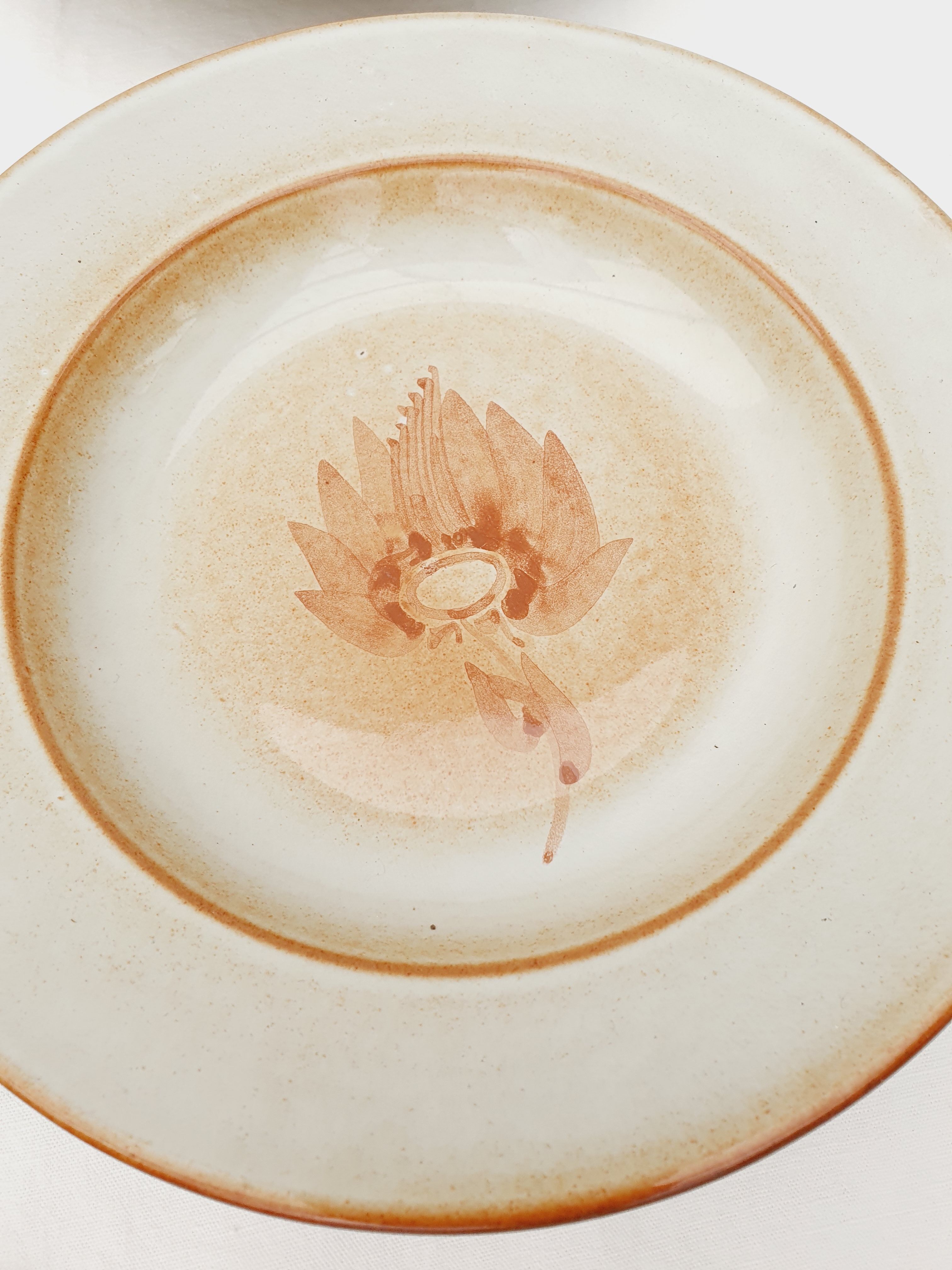 Series of 9 hollow plates pond sandstone