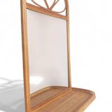 Mid Century French Riviera Rattan and Wicker Mirror With Shelf, Spain, 1960s–70s