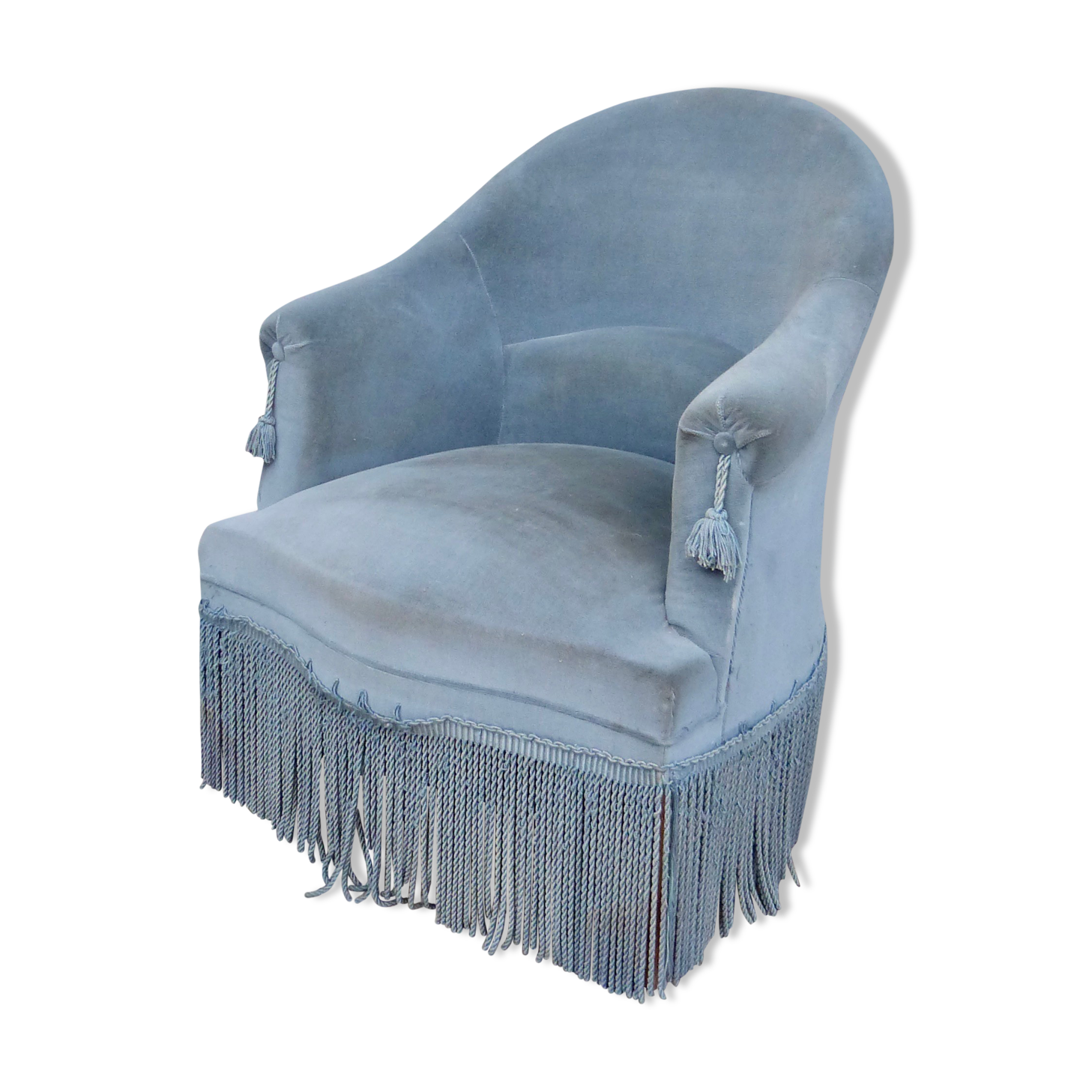 Blue velvet toad armchair