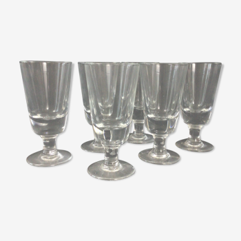 Set of 6 antique glasses with thick bottom