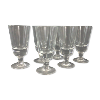 Set of 6 antique glasses with thick bottom