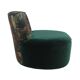 Modern Mid-Century Style Green and Forest Motif Linen and Velvet Armchair France