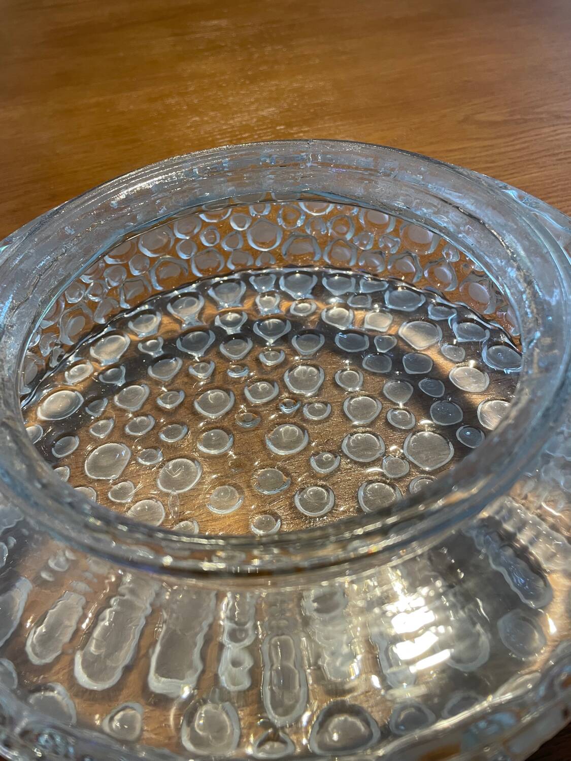 Vintage pressed glass ceiling light from the 1970s