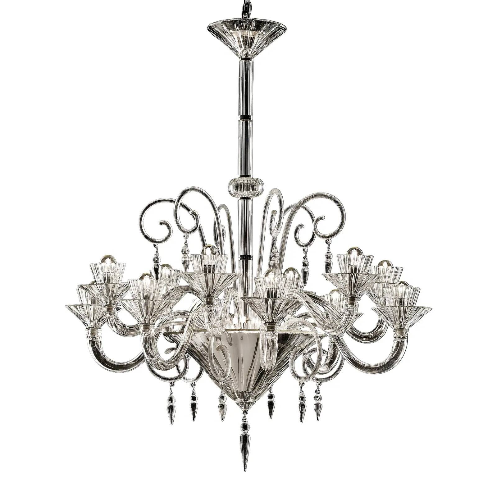 Imperial Transparent Rigadin Murano Glass Chandelier