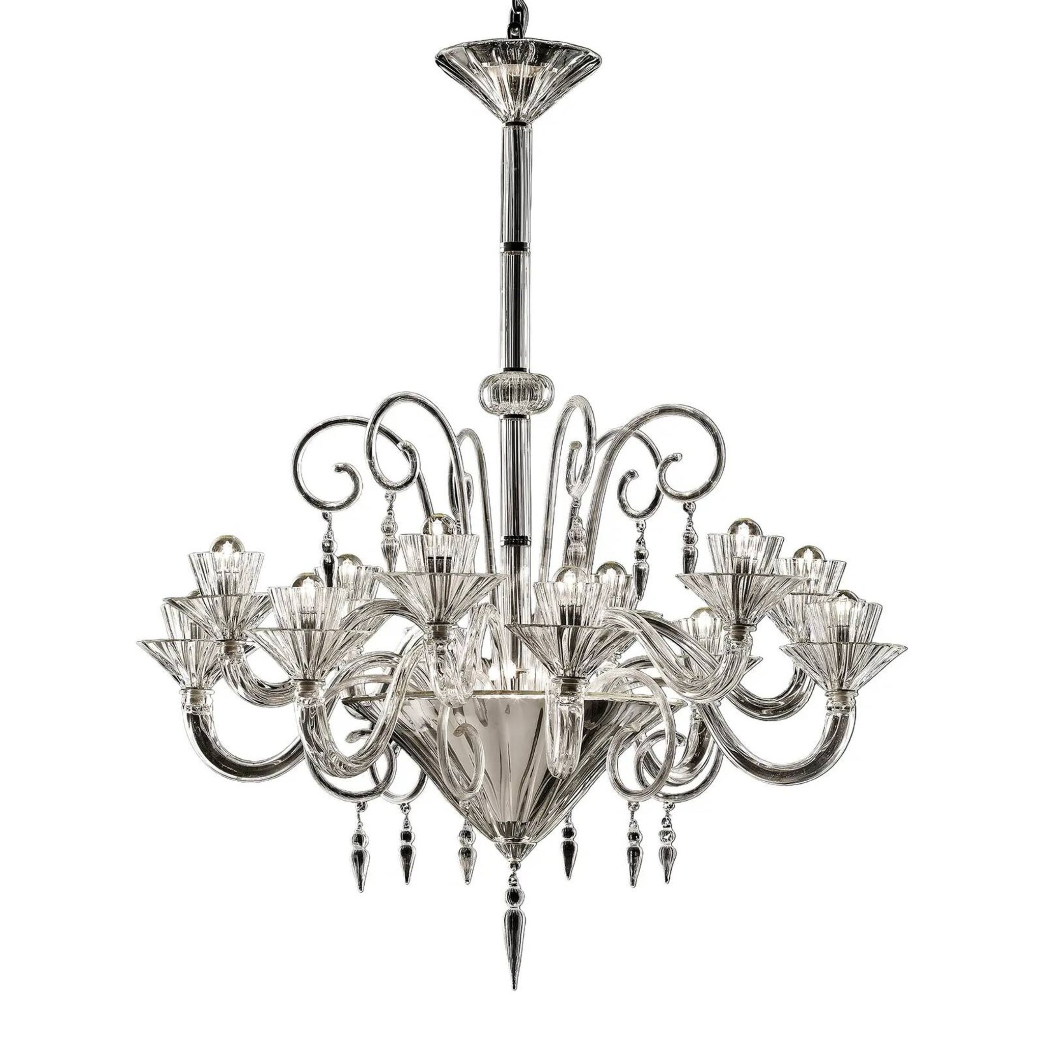 Imperial Transparent Rigadin Murano Glass Chandelier
