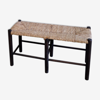 Banc paille et bois ancien