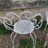 Salon de jardin ancien en fer plein milieu xxeme