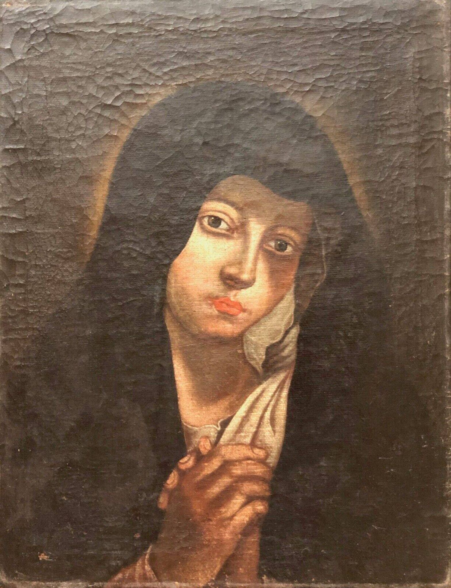 Virgin Mary painting on canvas from the 17th century anonymous 49 cm by 38 cm Italian school