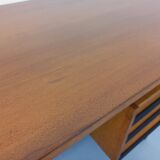 Vintage modernist desk in wood and black metal from the 60s