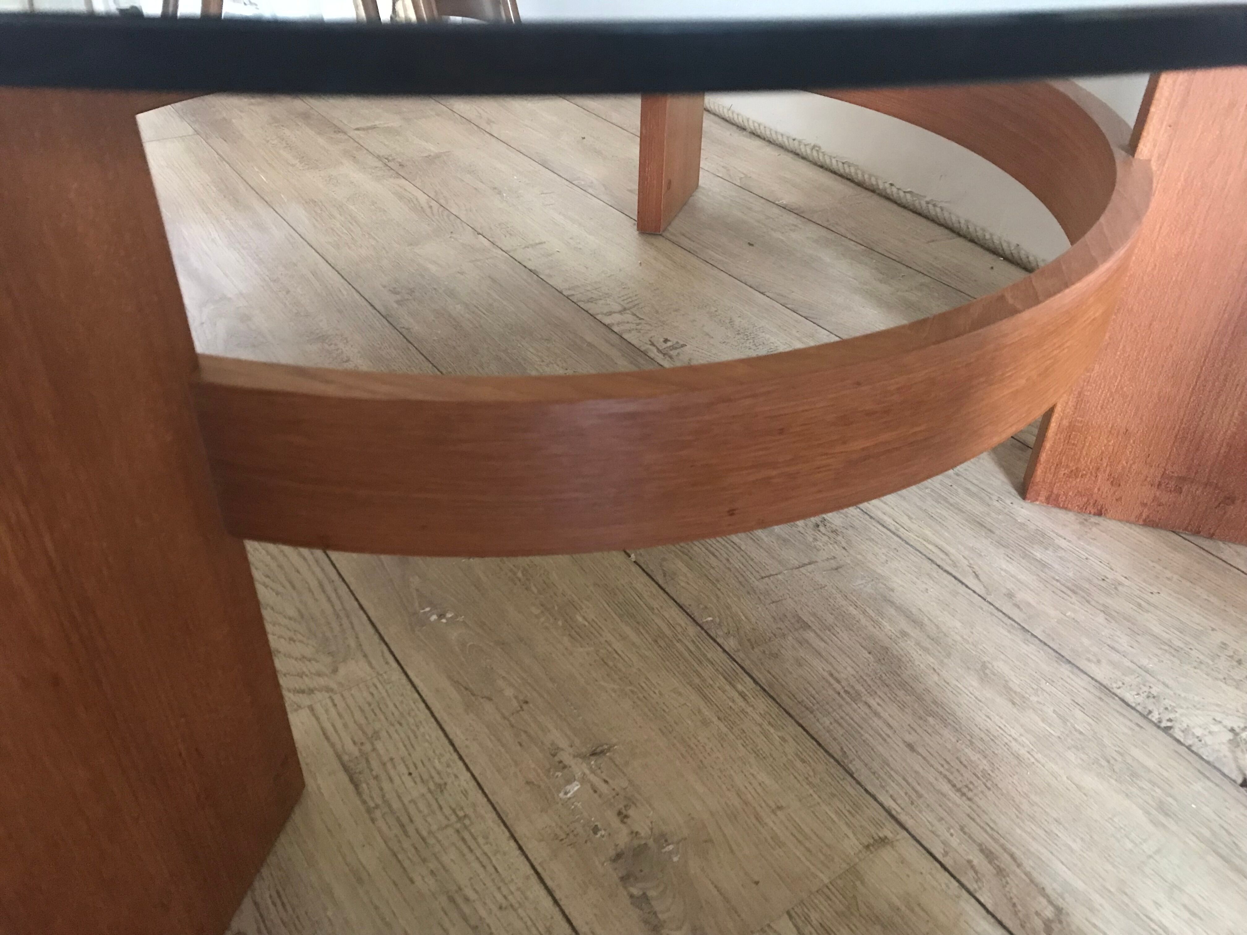 Vintage Danish teak coffee table and smoked glass