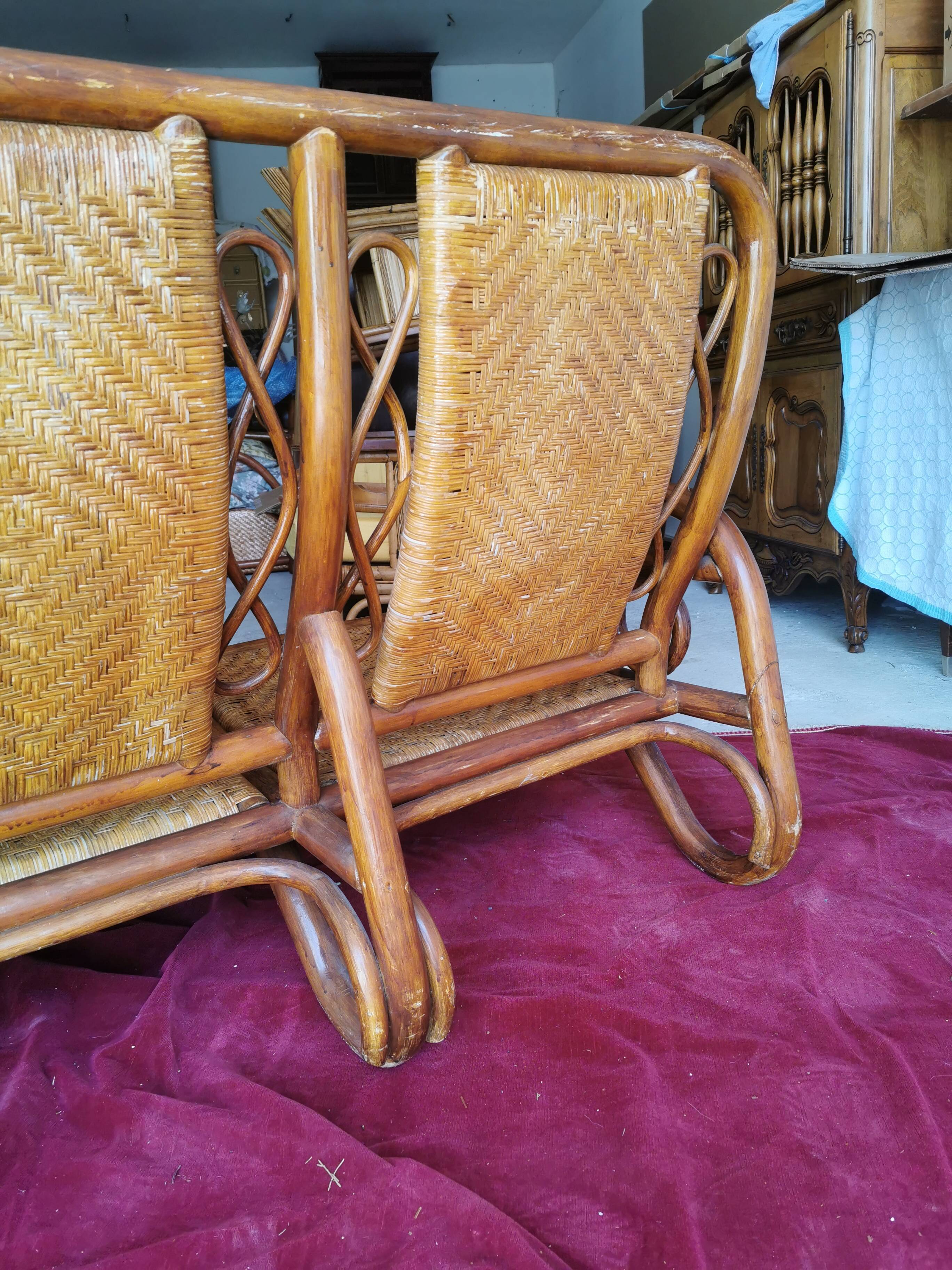70s bamboo rattan sofa